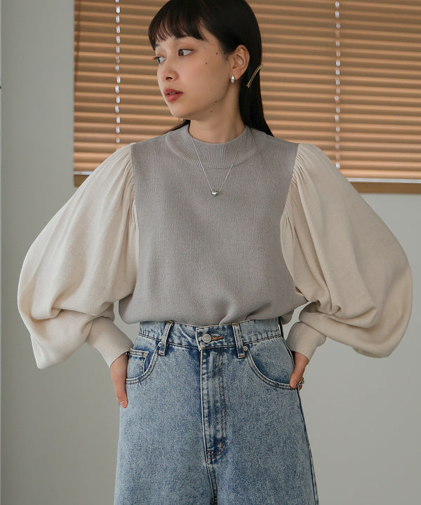 COLOR SCHEME PETITE HIGH KNIT TOP