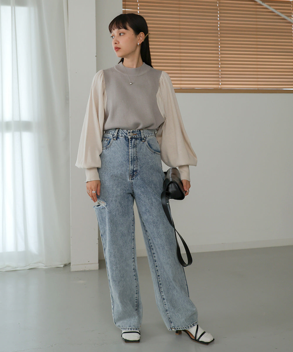 COLOR SCHEME PETITE HIGH KNIT TOP