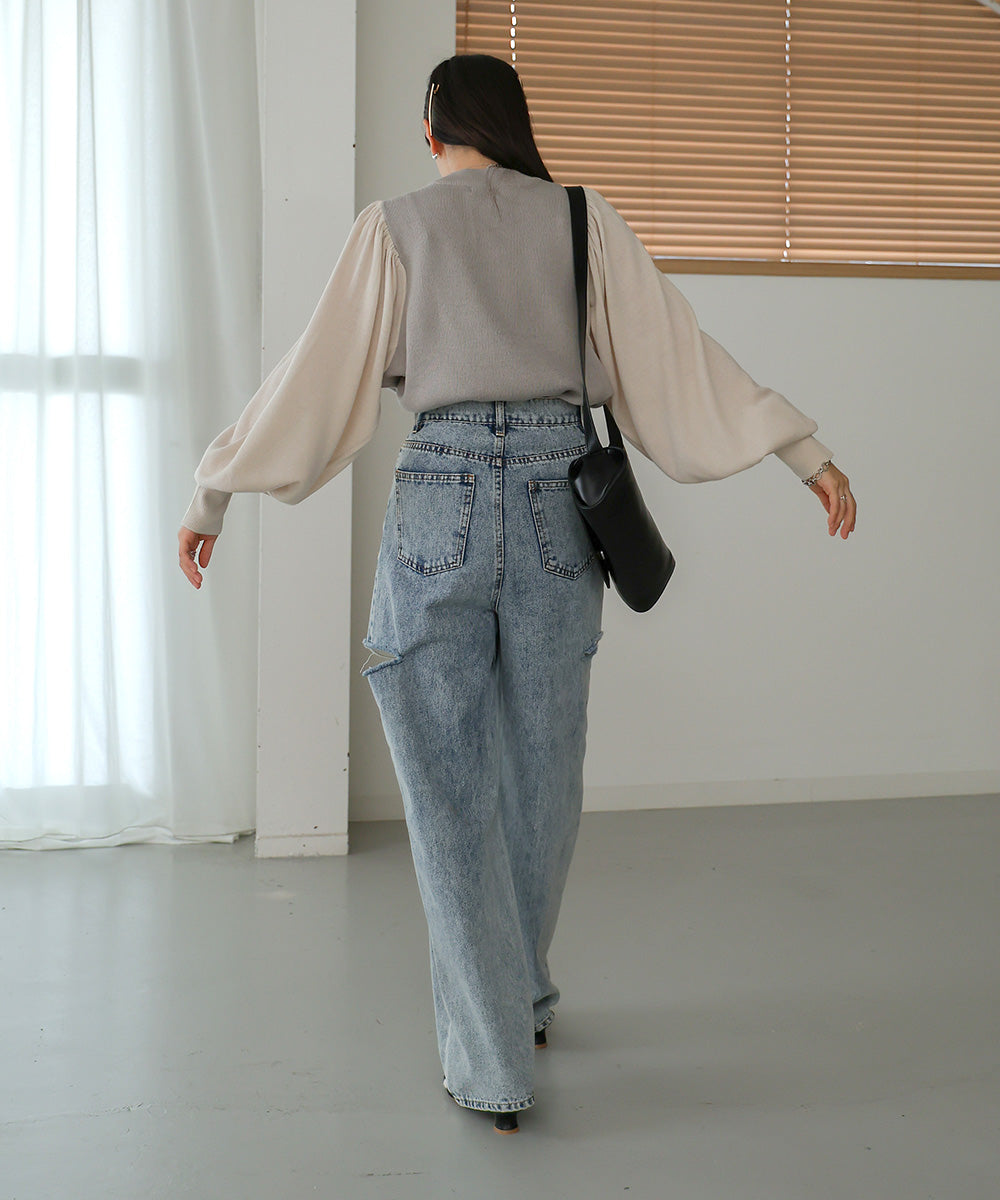 COLOR SCHEME PETITE HIGH KNIT TOP