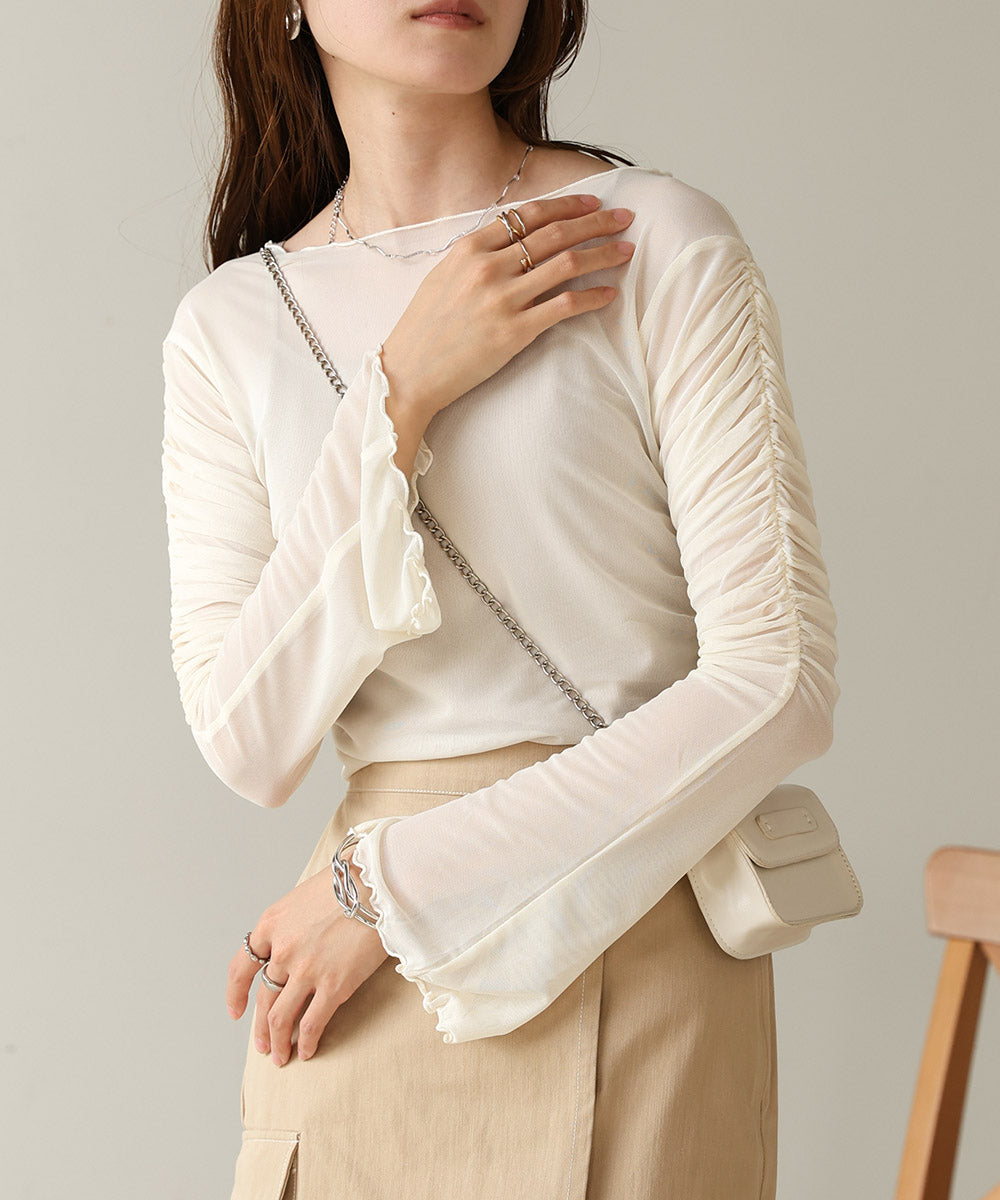 TULLE GATHER TOPS