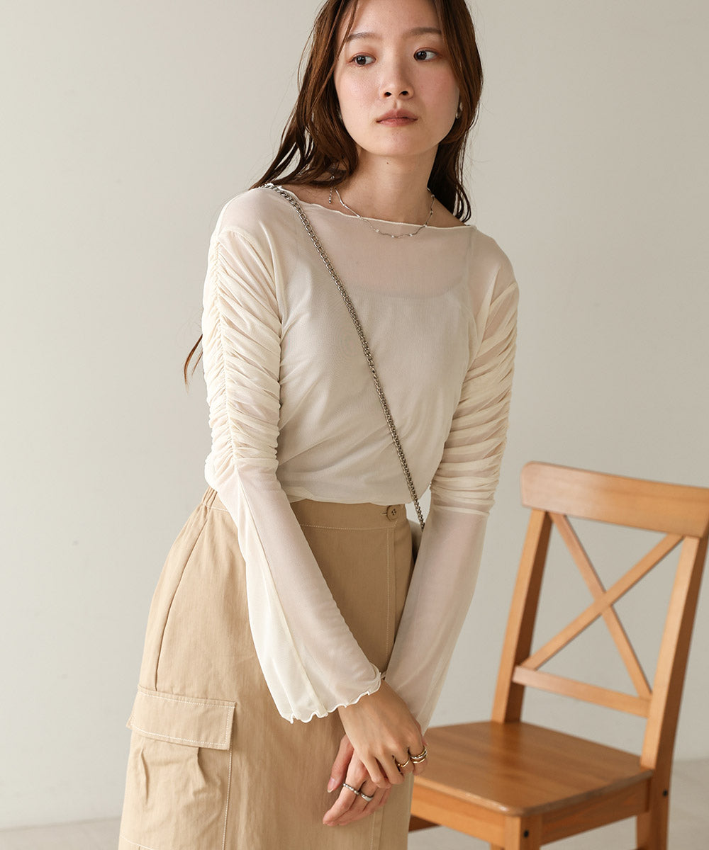 TULLE GATHER TOPS