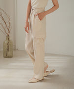 CENTER PRESSED CARGO SLACKS