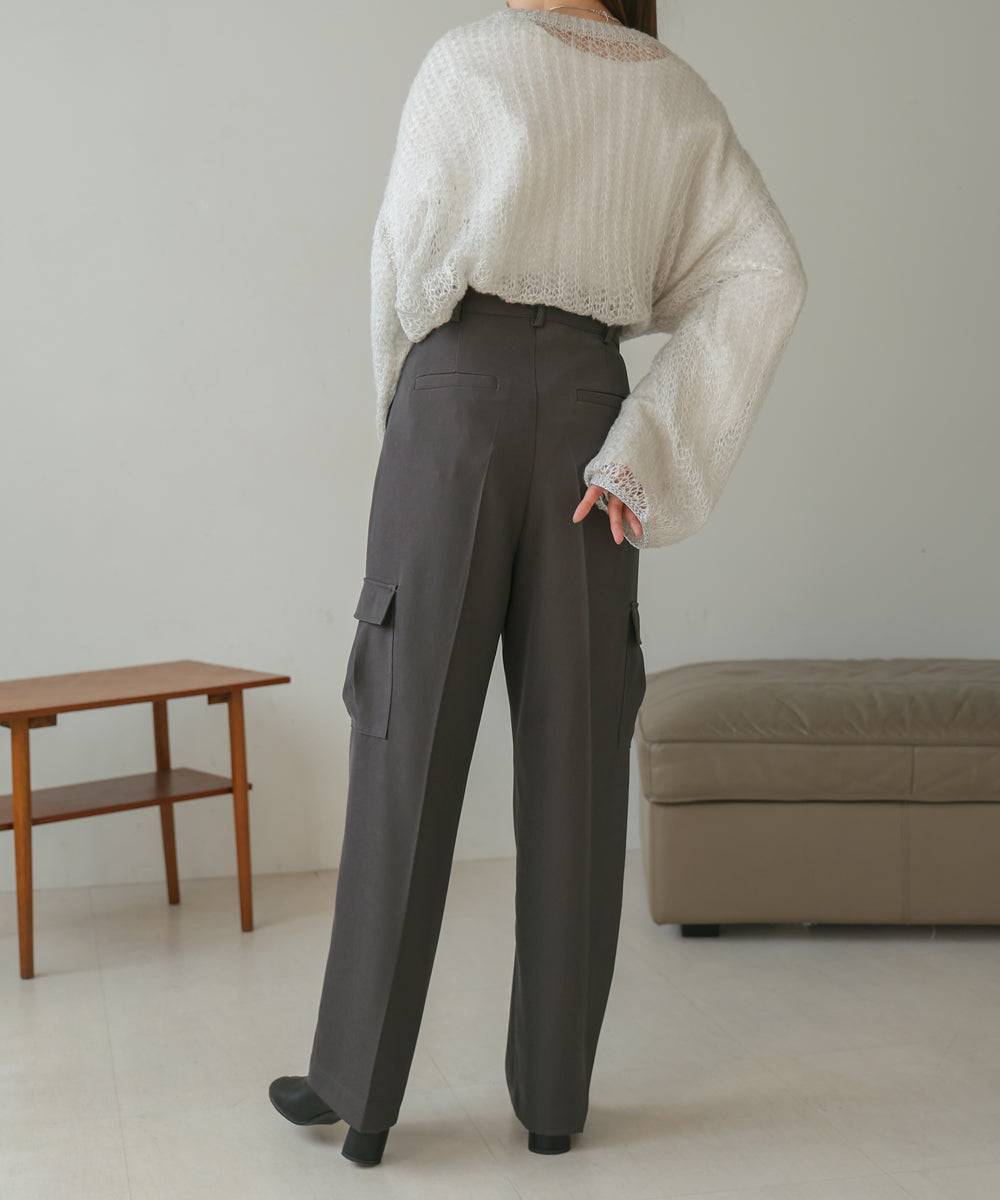 CENTER PRESSED CARGO SLACKS