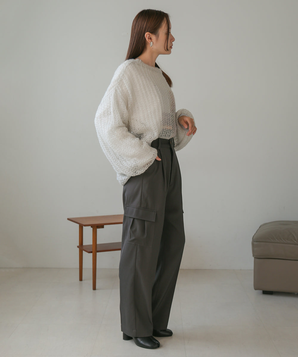 CENTER PRESSED CARGO SLACKS