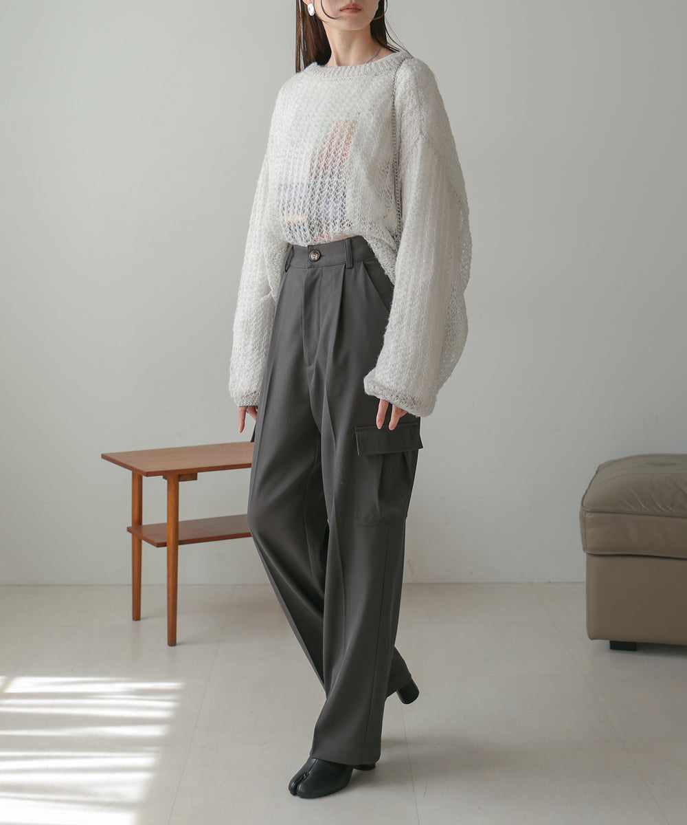 CENTER PRESSED CARGO SLACKS