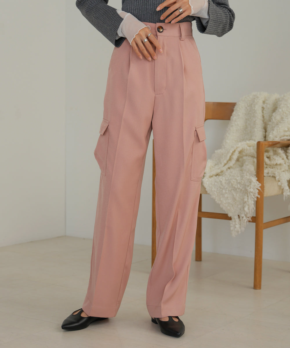 CENTER PRESSED CARGO SLACKS