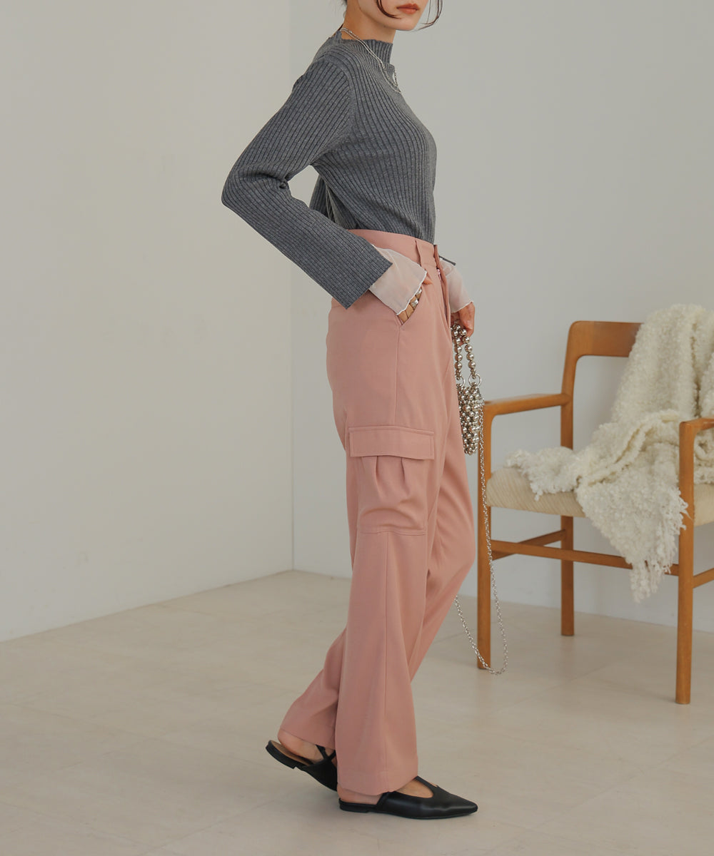 CENTER PRESSED CARGO SLACKS