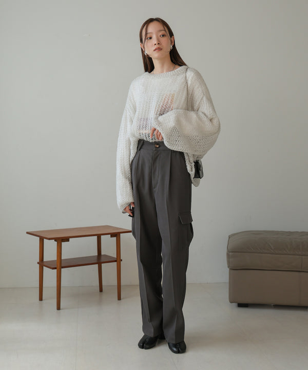 CENTER PRESSED CARGO SLACKS