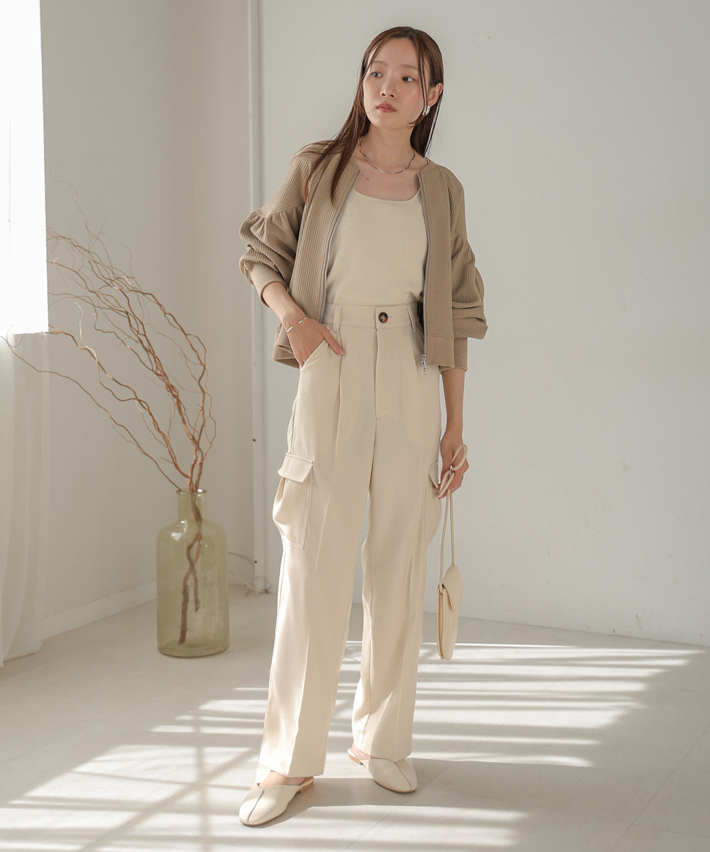 CENTER PRESSED CARGO SLACKS