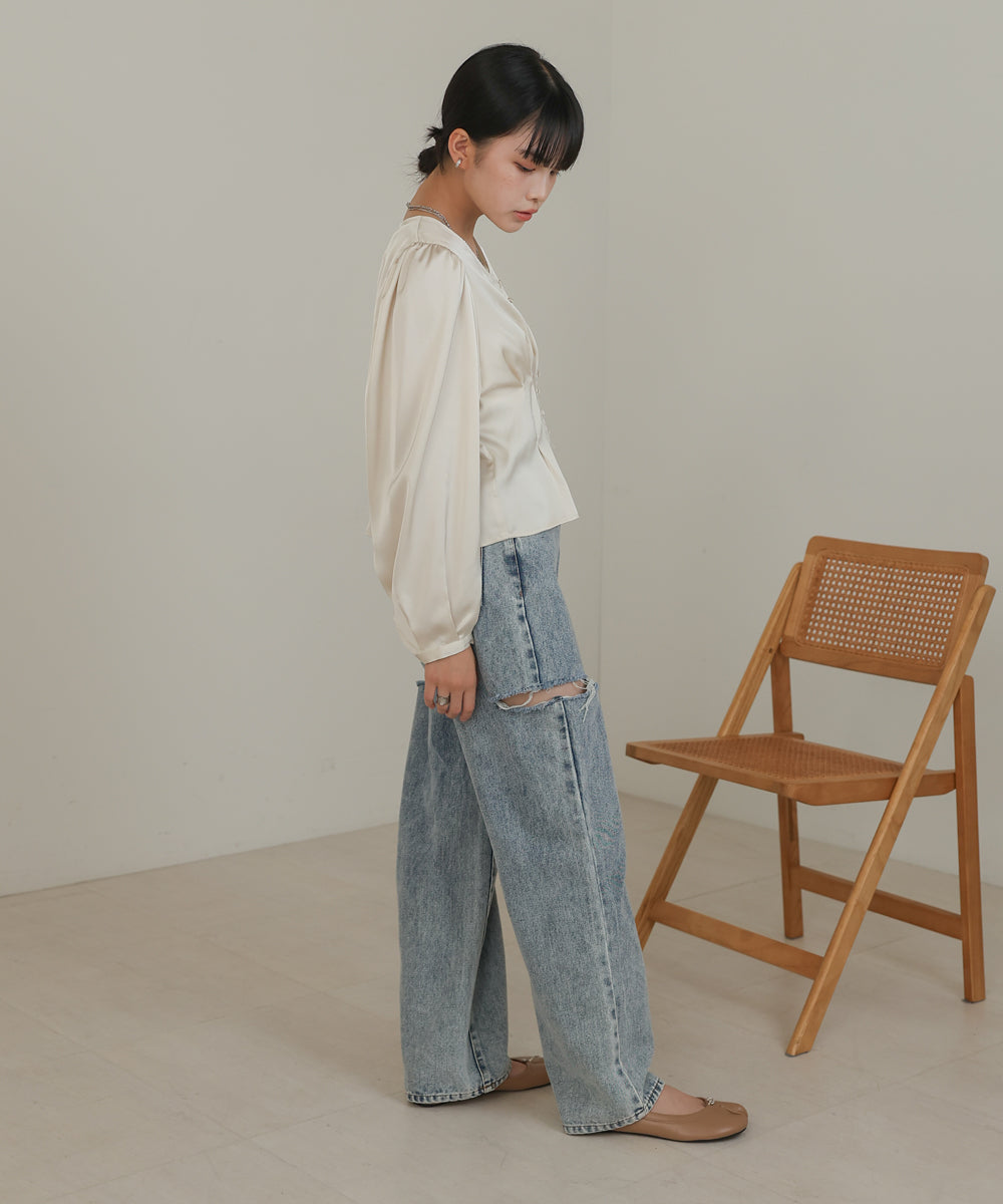 WAIST TUCK PEPLUM BLOUSE