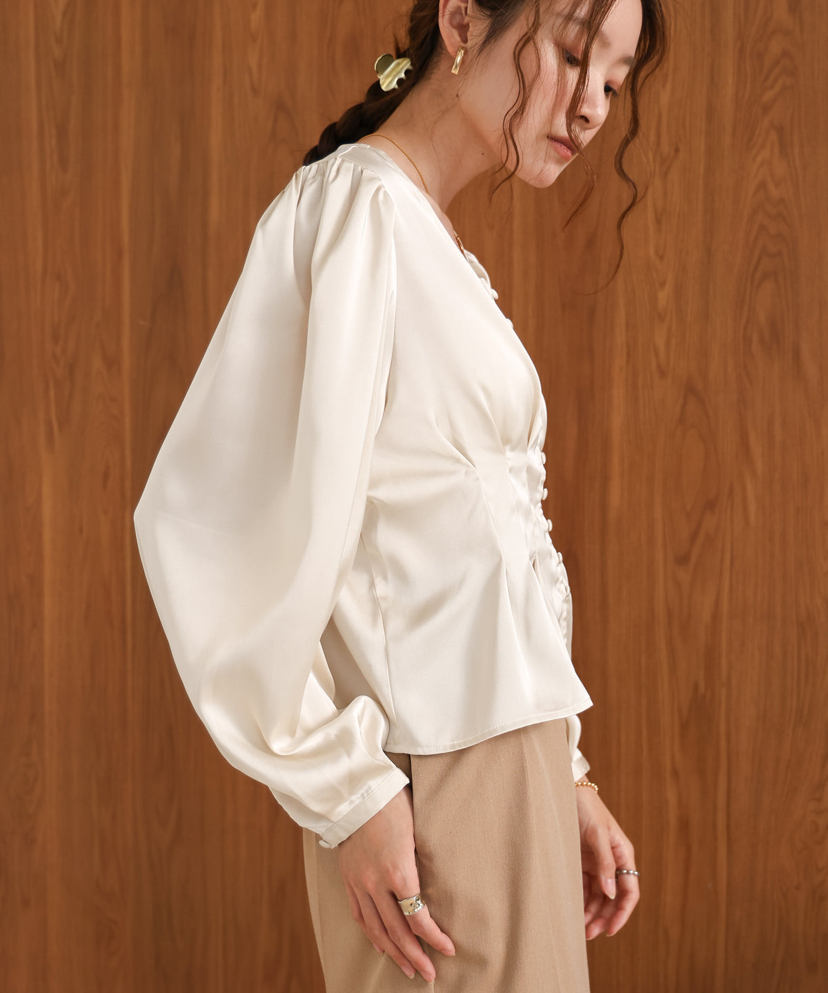 WAIST TUCK PEPLUM BLOUSE