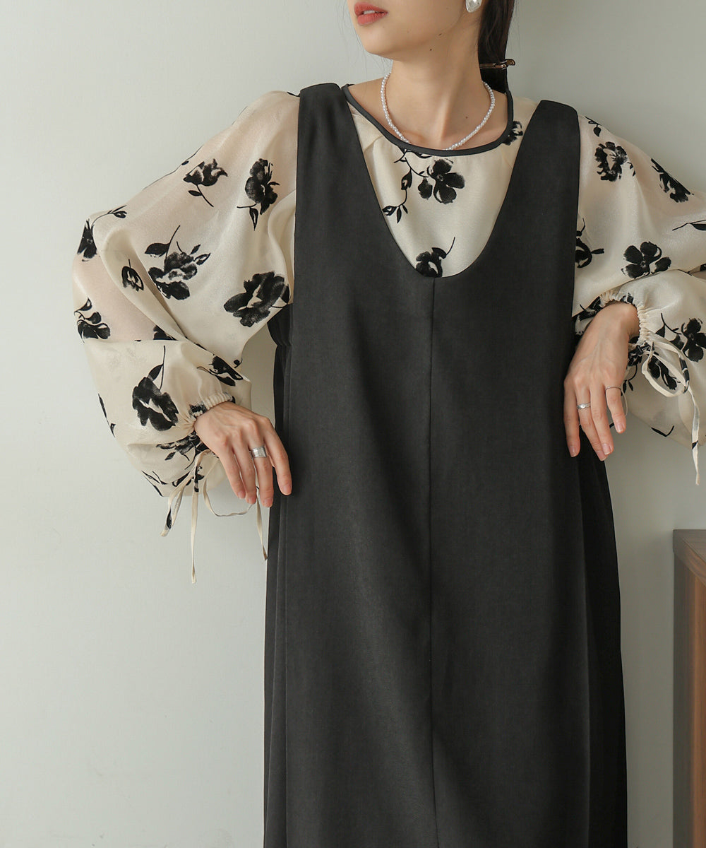 SHEER FLOCKY FLOWER BLOUSE