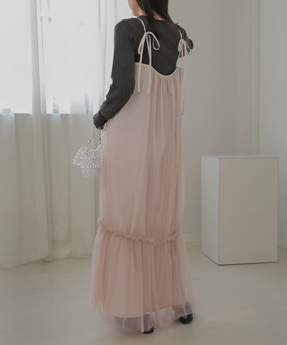 TULLE TIERED CAMISOLE ONEPIECE