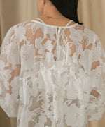 SHEER FLOWER VOLUME SLEEVE BLOUSE
