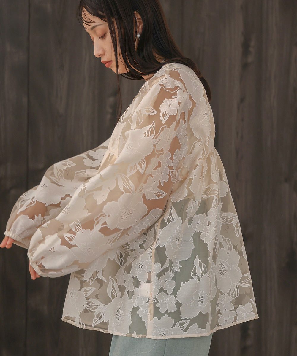 出産祝い eaphi シャツ/ブラウス(七分/長袖) volume ivory blouse 