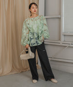 SHEER FLOWER VOLUME SLEEVE BLOUSE