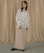 SHEER FLOWER VOLUME SLEEVE BLOUSE