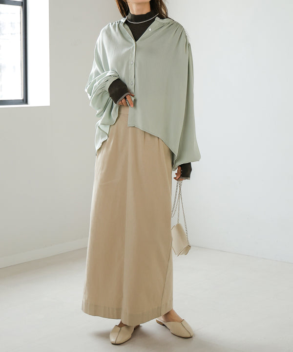 VOLUME SLEEVE GATHERED BLOUSE