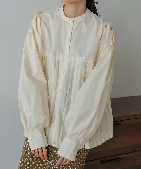 VOLUME SLEEVE PLEATED BLOUSE
