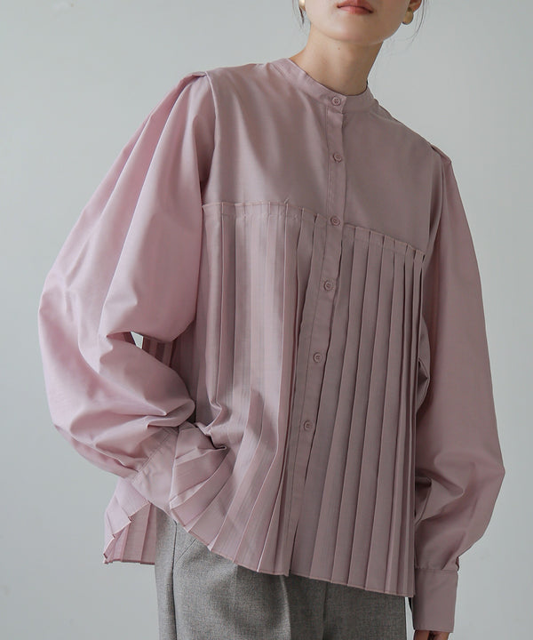 VOLUME SLEEVE PLEATED BLOUSE