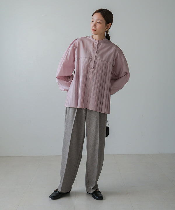 VOLUME SLEEVE PLEATED BLOUSE