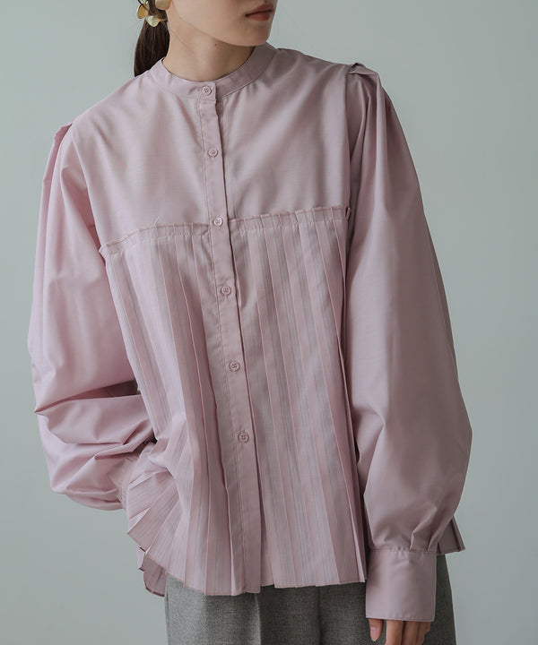 VOLUME SLEEVE PLEATED BLOUSE