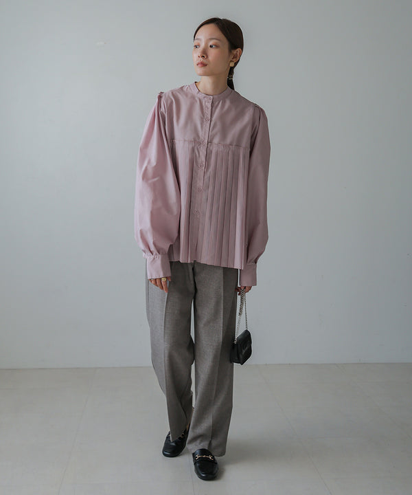 VOLUME SLEEVE PLEATED BLOUSE