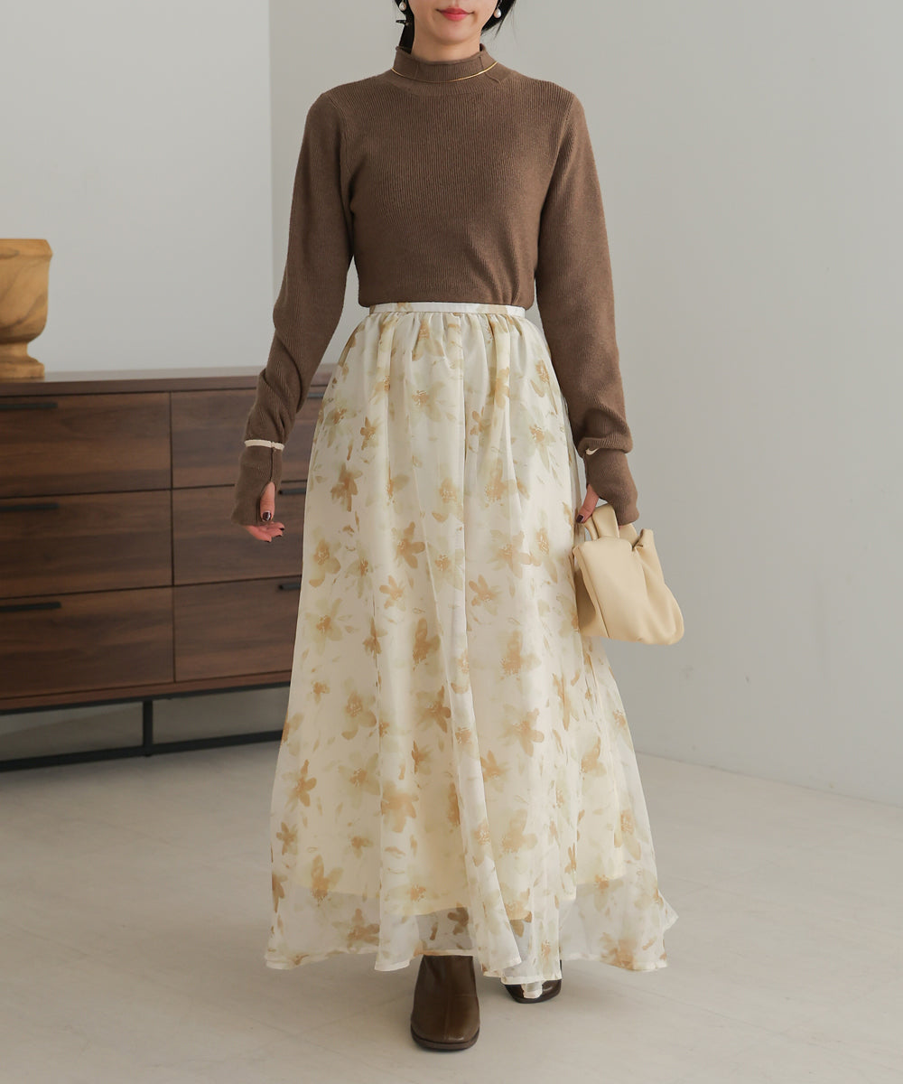 NUANCE FLOWER VOLUME SKIRT