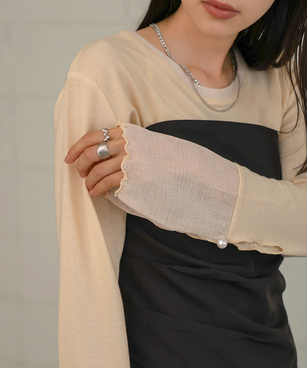 Layered Sleeve Knit - ニット/セーター