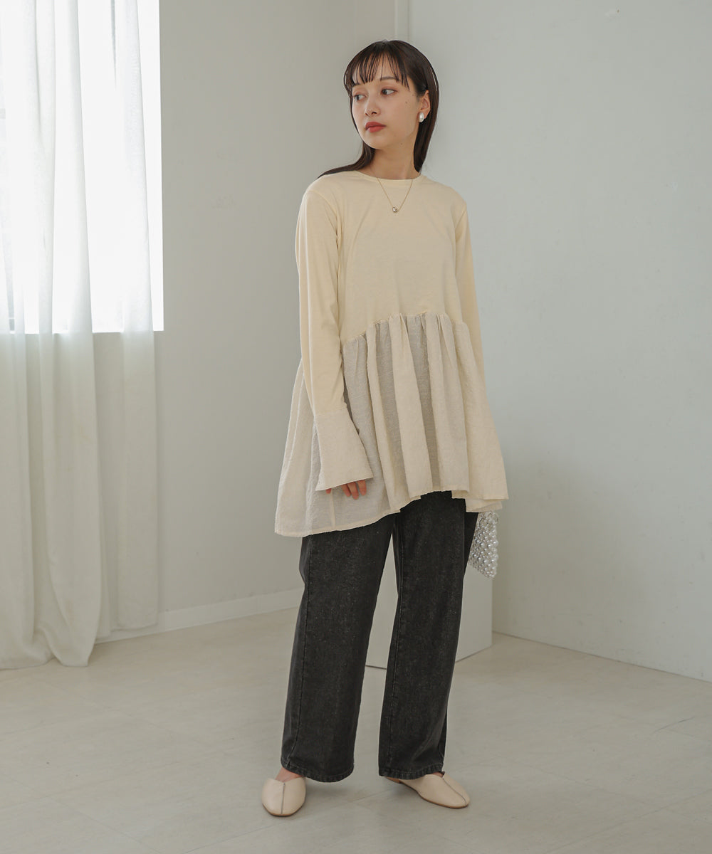 DOT BUTTON PEPLUM TOPS