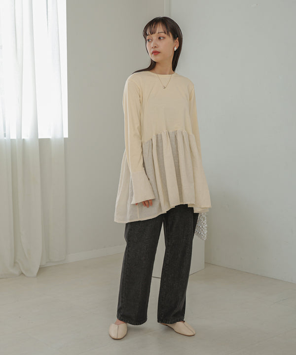 DOT BUTTON PEPLUM TOPS