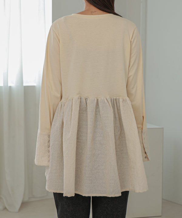 DOT BUTTON PEPLUM TOPS