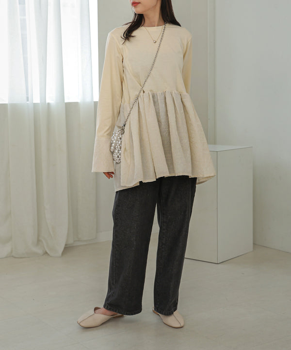 DOT BUTTON PEPLUM TOPS