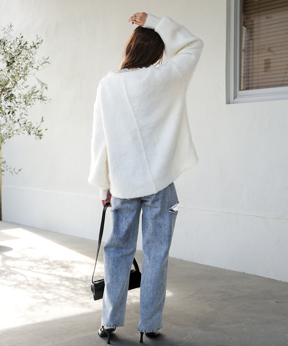 VOLUME SLEEVE MOHAYALIKE KNIT