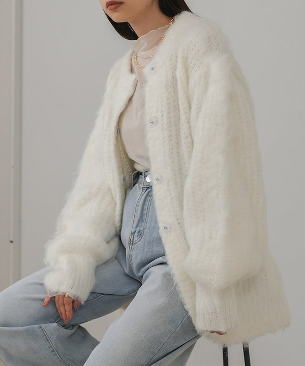 MOHAYALIKE SHAGGY KNIT CARDIGAN