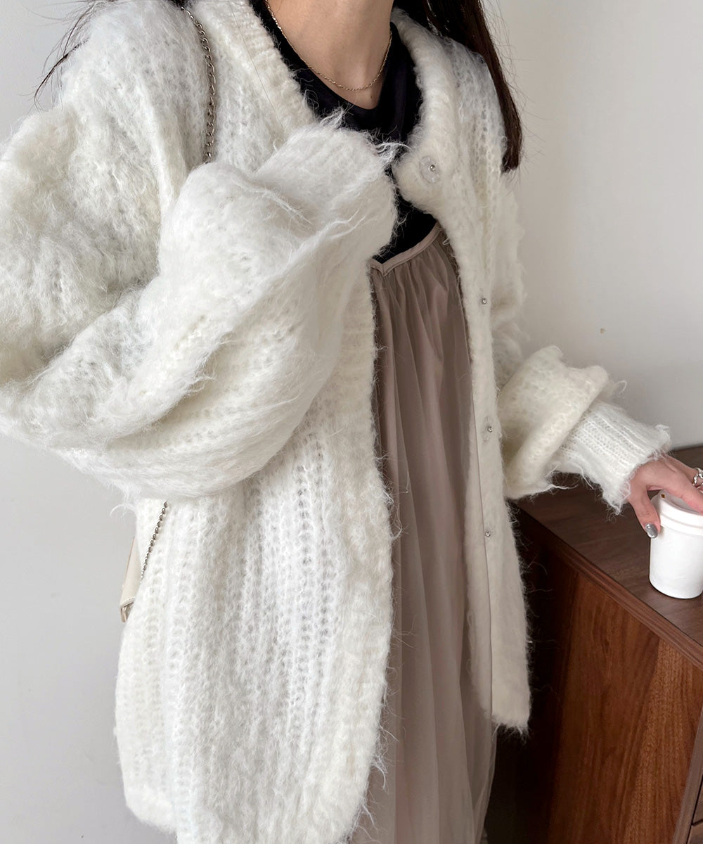 MOHAYALIKE SHAGGY KNIT CARDIGAN