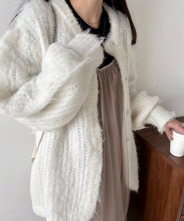 MOHAYALIKE SHAGGY KNIT CARDIGAN