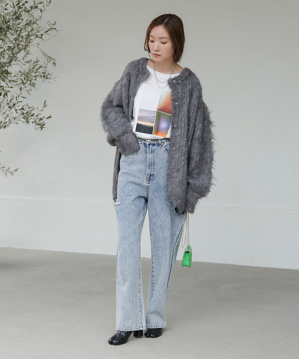 MOHAYALIKE SHAGGY KNIT CARDIGAN