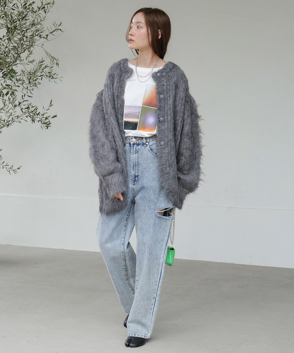 MOHAYALIKE SHAGGY KNIT CARDIGAN