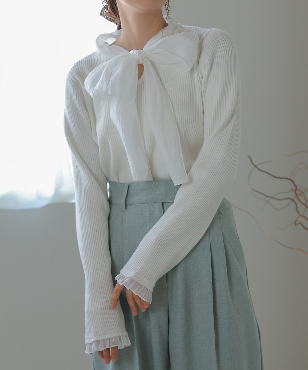 BOW TIE RIBBED KNIT