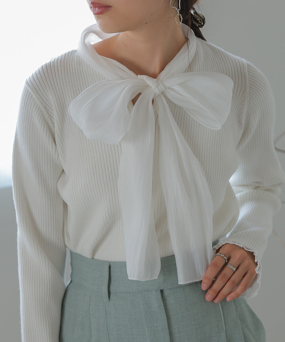 BOW TIE RIBBED KNIT