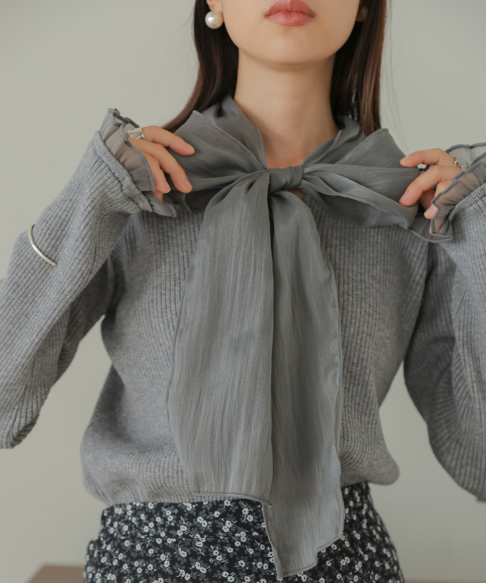 BOW TIE RIBBED KNIT