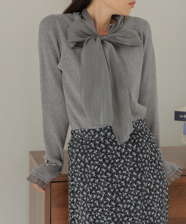 BOW TIE RIBBED KNIT