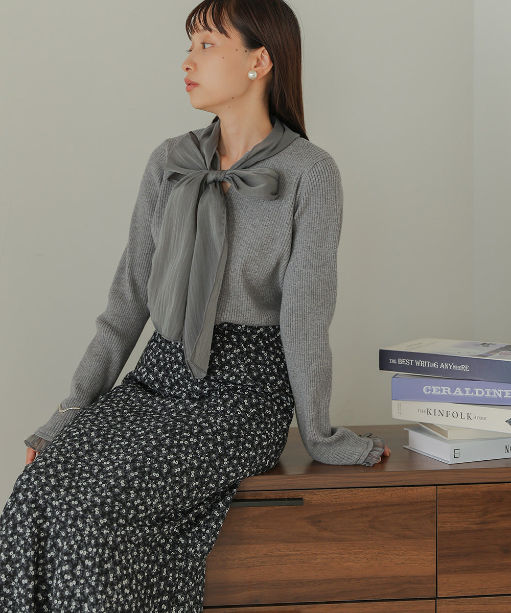 BOW TIE RIBBED KNIT
