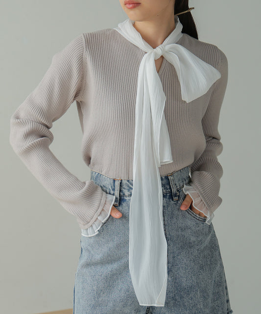 BOW TIE RIBBED KNIT