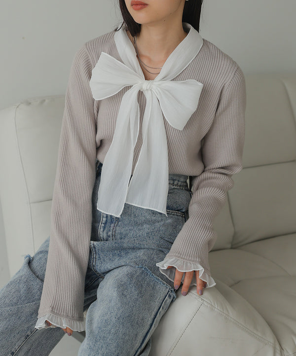 BOW TIE RIBBED KNIT