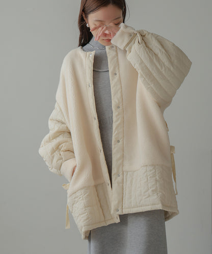BOA & QUILTED SIDE RIBBON COAT
