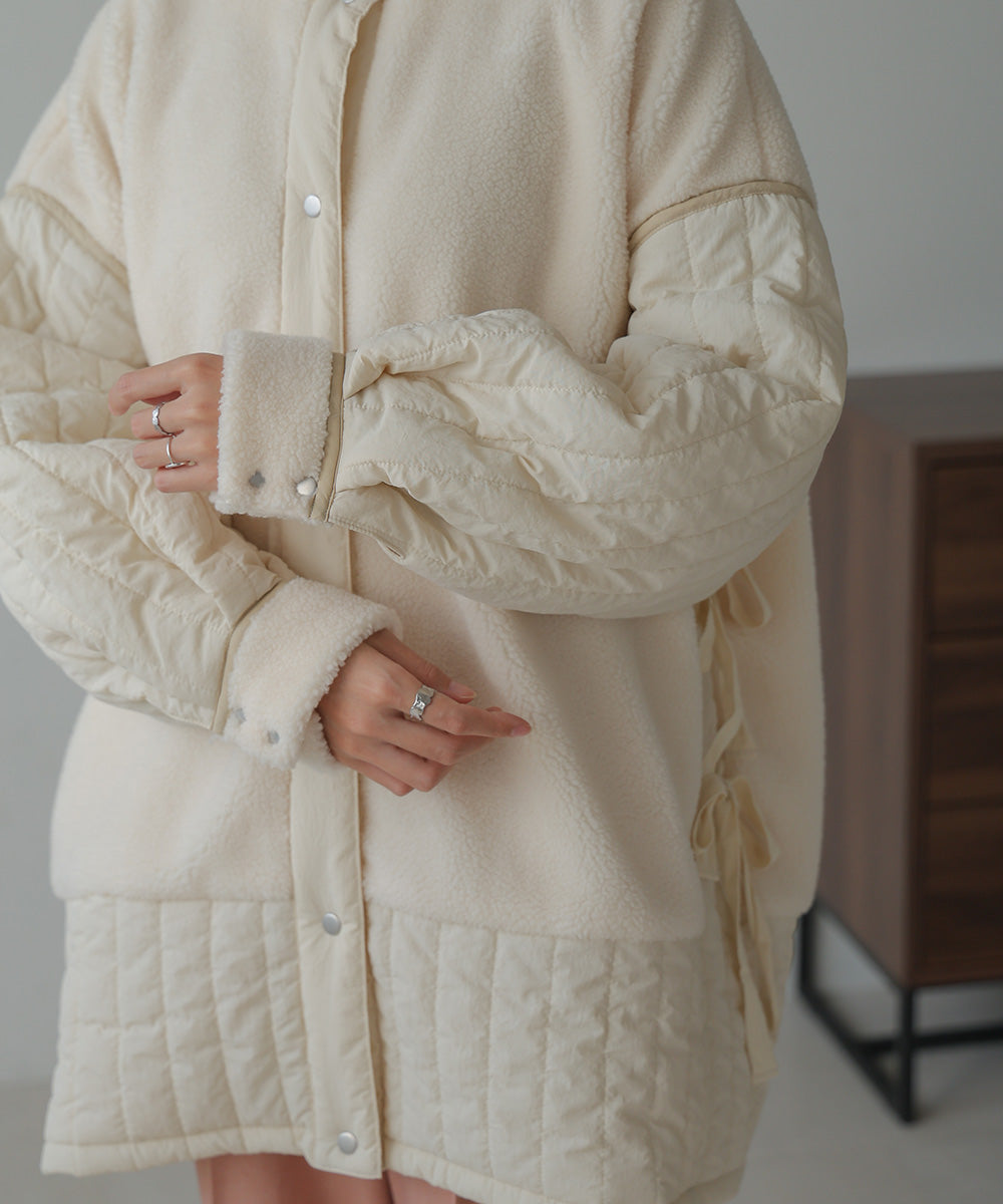 BOA & QUILTED SIDE RIBBON COAT