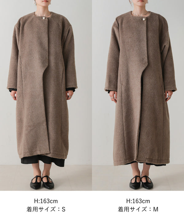 SHAGGY PEARL BUTTON OVER SILHOUETTE COAT