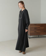 SLEEVE TULLE COLOR SCHEME LINE KNIT ONEPIECE